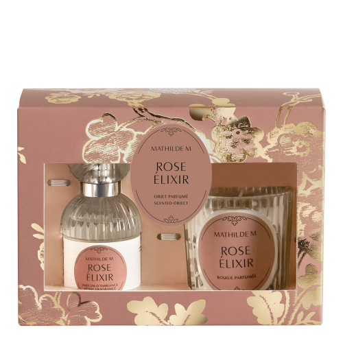 Cofanetto con fragranza per ambienti e candela profumata Trésor de Fleurs - Rose Élixir