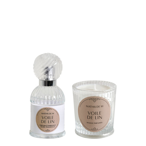 Coffret parfum d'ambiance et bougie parfumée Trésor de Fleurs - Voile de Lin