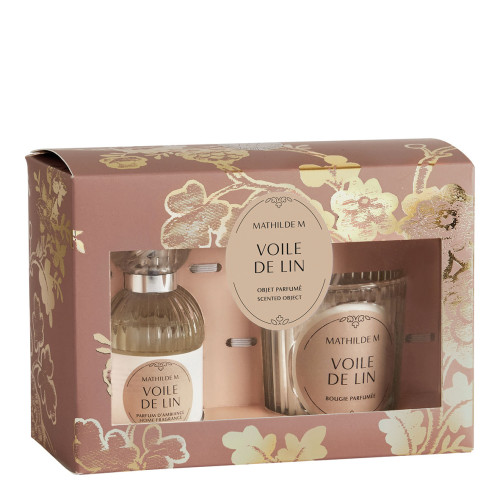 Cofanetto con profumo per ambienti e candela profumata Trésor de Fleurs - Voile de Lin