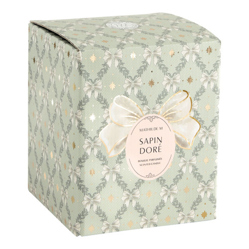 Bougie parfumée Boule de Noël Rubans de Fête 210 g - Sapin Doré