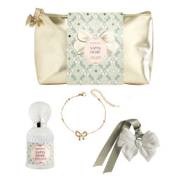 Pochette parfum d'ambiance, bracelet et décor parfumé Rubans de Fête - Sapin Doré