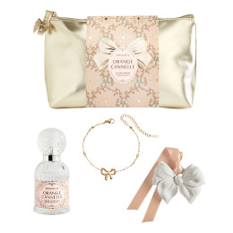 Rubans de Fête pouch with home fragrance, bracelet and scented ornament – Orange Cannelle
