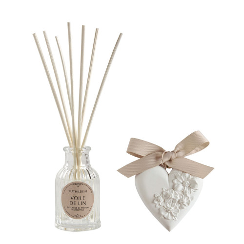 Trésor de Fleurs fragrance diffuser and scented ornament gift set - Voile de Lin