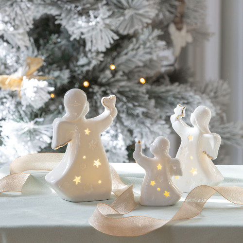 Decorative ceramic angel with LED - Small