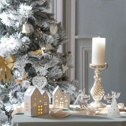 Frosted glass angel candle holder