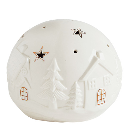 Ceramic Christmas Village Decorative Globe with LED – Large