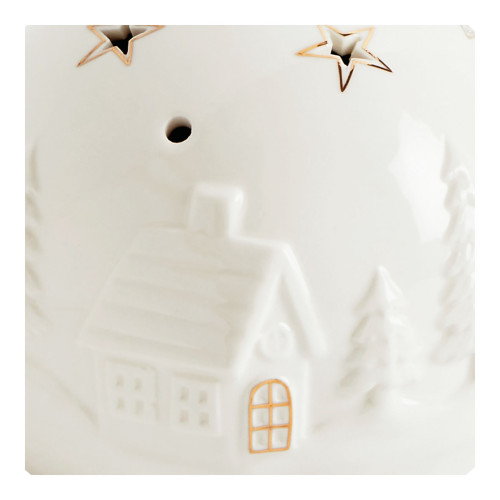 Sfera decorativa Villaggio di Natale in ceramica con LED - Misura media