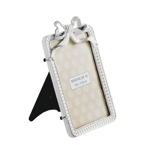 Cadre photo rectangulaire Nœud en métal blanchi - Petit modèle