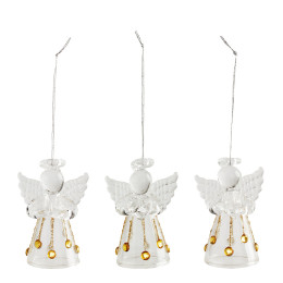 Cofanetto di 3 mini angeli in vetro da appendere