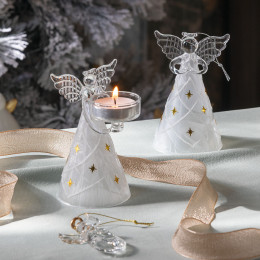 Décoration Ange à suspendre en verre givré