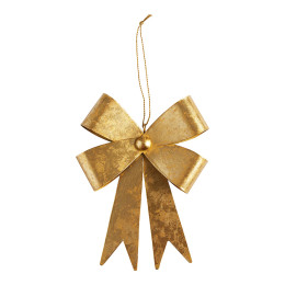 Hanging Bow Ornament in Gold Metal - Large