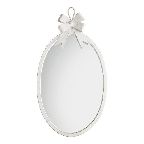 Miroir ovale Nœud en métal blanchi - Grand modèle
