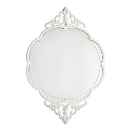 Ophélie Oval Mirror in Whitewashed Metal