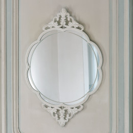 Miroir ovale Ophélie en métal blanchi