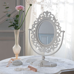 Miroir sur pied Rosalie en métal blanchi