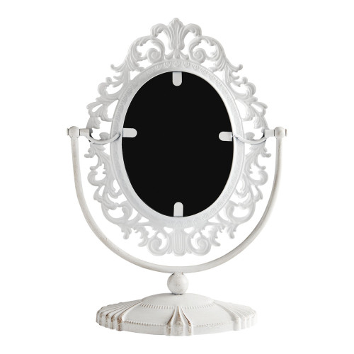 Miroir sur pied Rosalie en métal blanchi