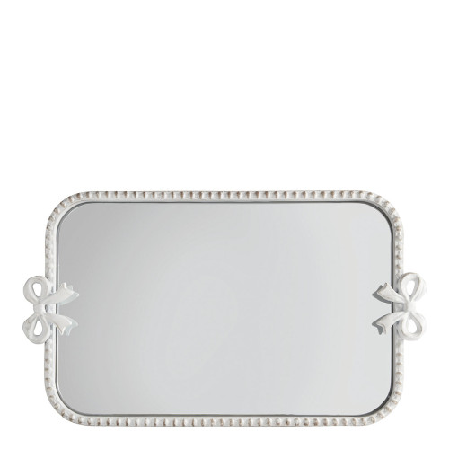 Plateau miroir rectangulaire Nœud en métal blanchi