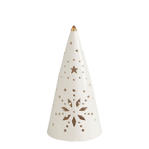 Albero di Natale decorativo a cono in ceramica con LED - Modello medio