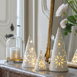 Sapin cône décoratif en céramique avec LED - Moyen modèle