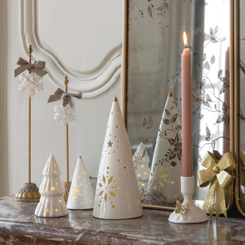 Decorative ceramic cone Christmas tree with LEDs - Small