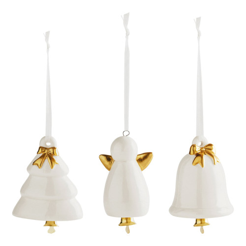 Set of 3 hanging ceramic Christmas ornaments