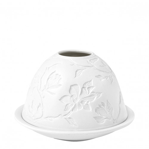 Majestic Flowers lithophane candle holder in porcelain biscuit