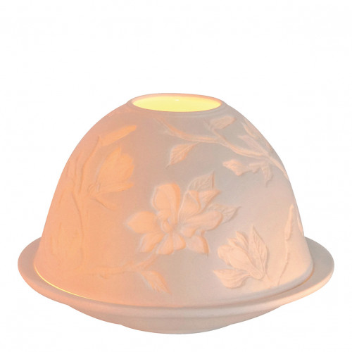 Majestic Flowers lithophane candle holder in porcelain biscuit