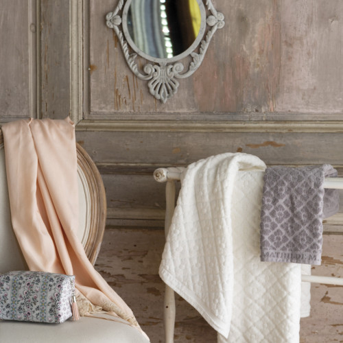 Toalla de baño Douceur Florale blanca