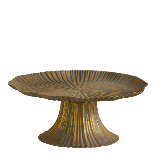 Bandeja dorada con pie